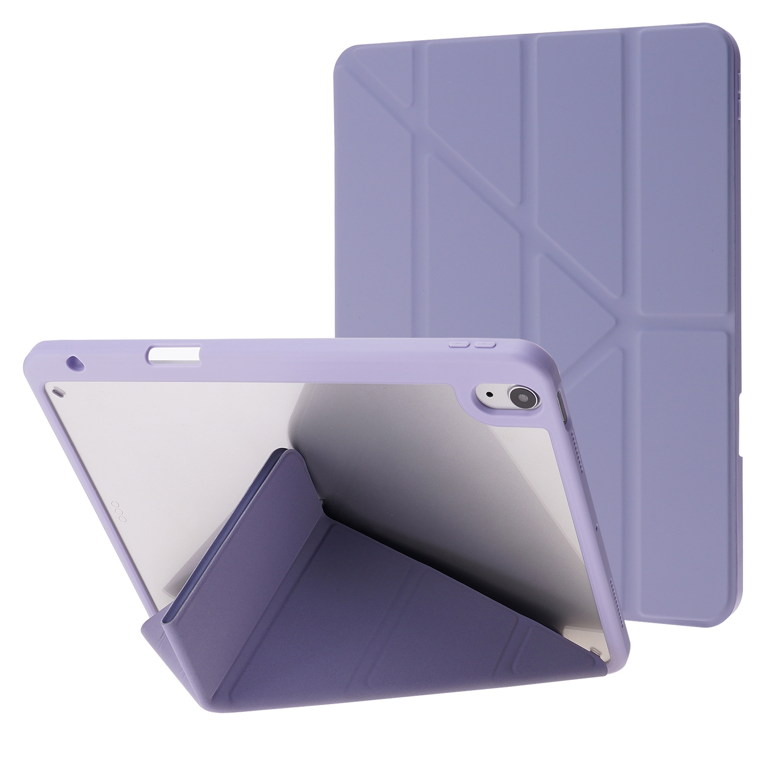 Deformation Transparent Acrylic Horizontal Flip PU Leather Case with Multi-folding Holder & Sleep / Wake-up Function & Pen Slot For iPad Air 2022 /