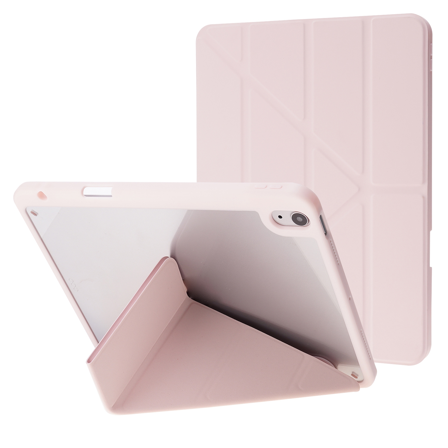 Deformation Transparent Acrylic Horizontal Flip PU Leather Case with Multi-folding Holder & Sleep / Wake-up Function & Pen Slot For iPad Air 2022 /