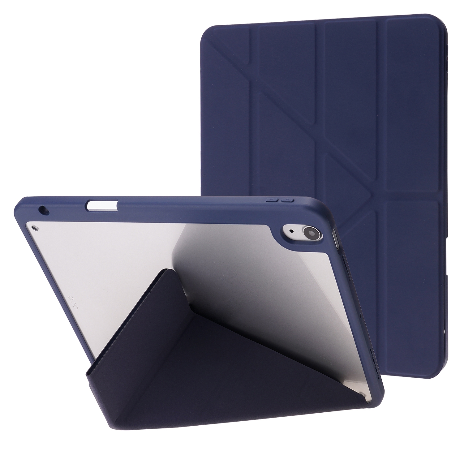 Deformation Transparent Acrylic Horizontal Flip PU Leather Case with Multi-folding Holder & Sleep / Wake-up Function & Pen Slot For iPad Air 2022 /