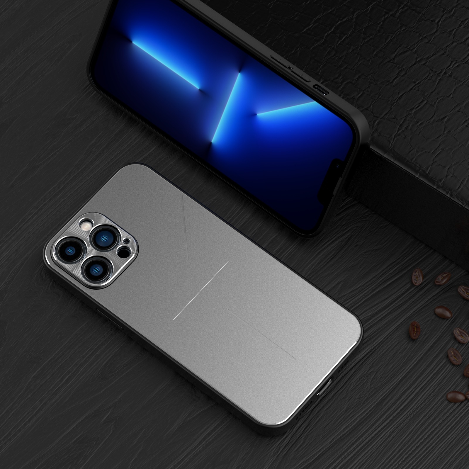 For iPhone 13 Pro Max R-JUST RJ-52 3-Line Style Metal TPU Shockproof Protective Case (Silver) - Shopkiz.com