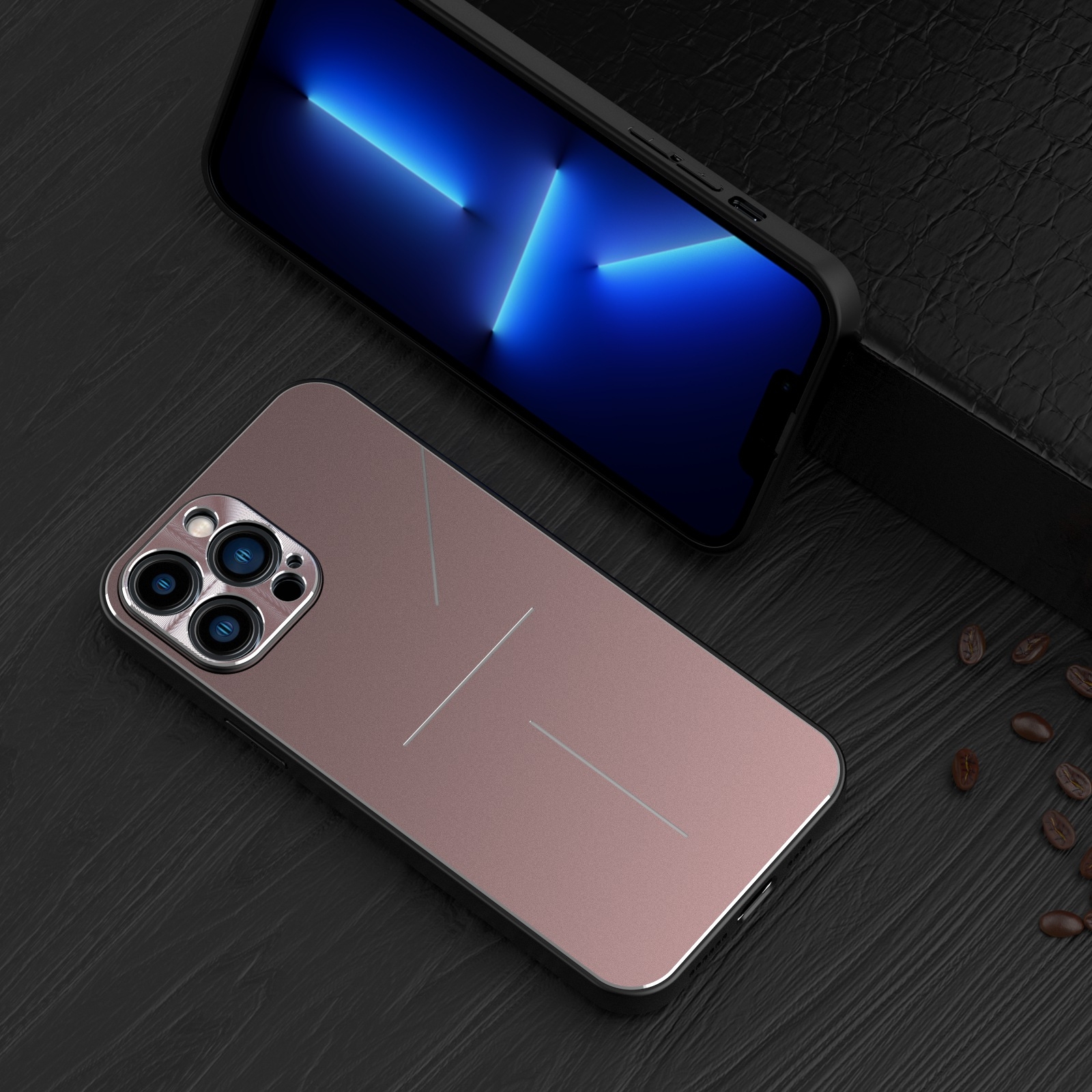 For iPhone 11 Pro R-JUST RJ-52 3-Line Style Metal TPU Shockproof Protective Case (Pink) - Shopkiz.com