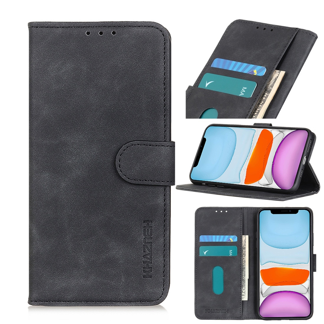 For iPhone 11 Retro Texture PU + TPU Horizontal Flip Leather Case with Holder & Card Slots & Wallet(Black) - Shopkiz.com