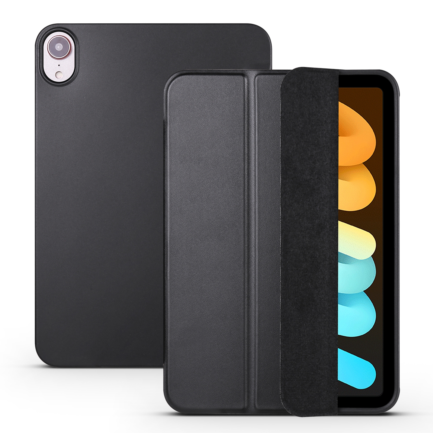 For iPad mini 6 / mini 2024 Honeycomb TPU Leather Tablet Case with 3-Folding Holder(Black) - Shopkiz.com