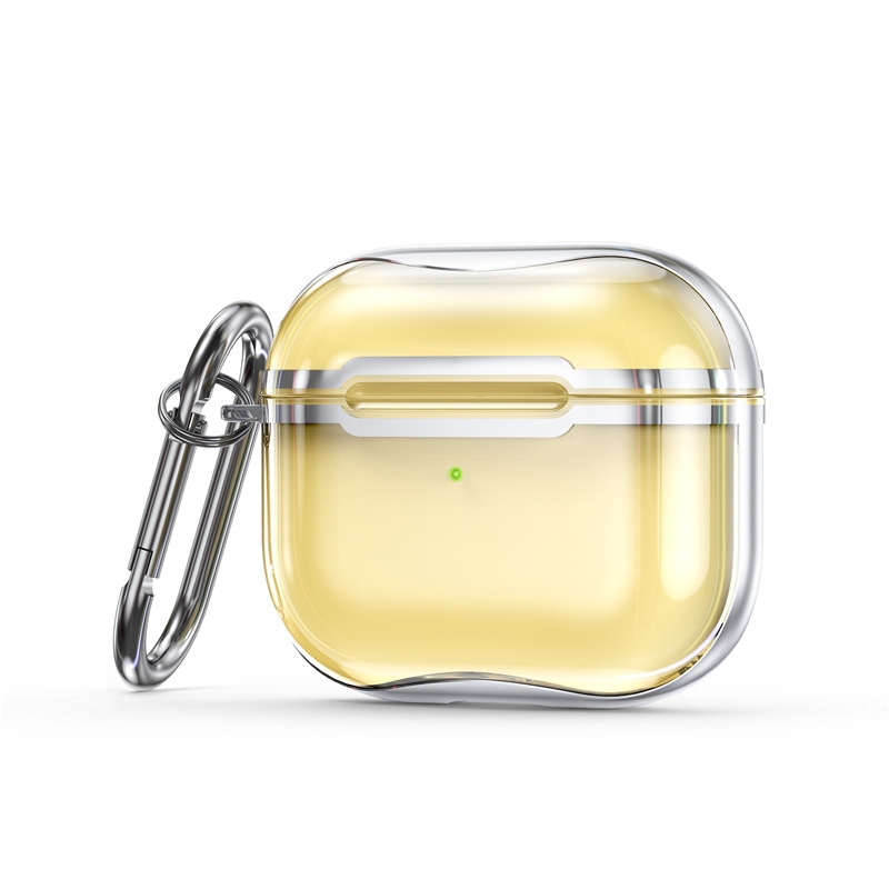 Electroplating Frame + Transparent TPU Earphone Protective Case with Hook For AirPods 3(Transparent Gold + Silver) - Shopkiz.com