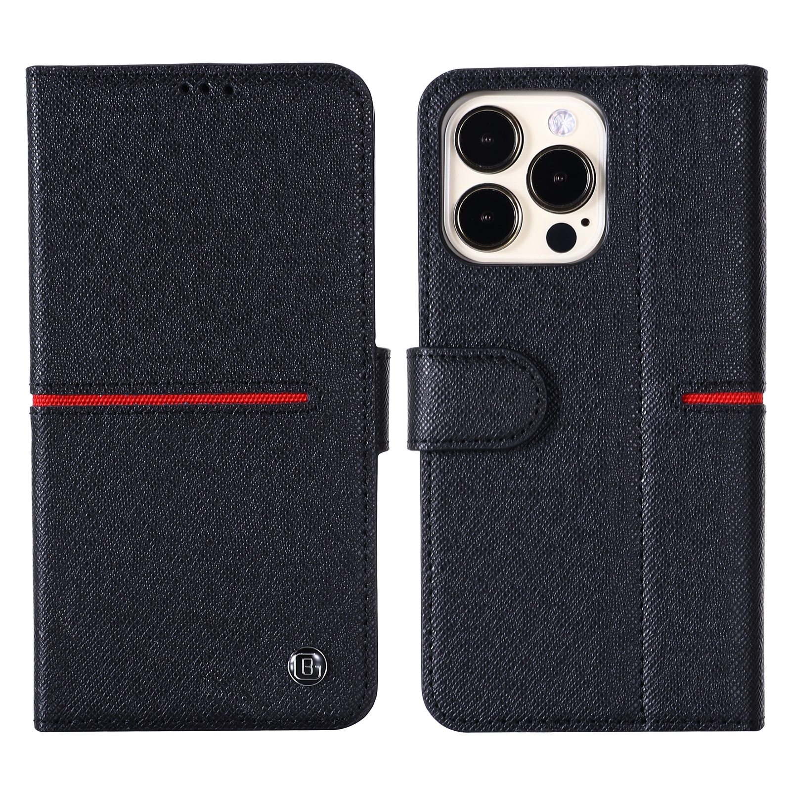 For iPhone 13 Pro Max GEBEI Top-grain Leather Horizontal Flip Protective Case with Holder & Card Slots & Wallet & Photo Frame (Black) - Shopkiz.com