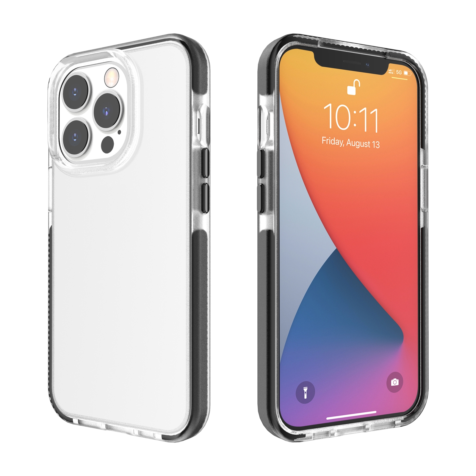 For iPhone 13 Pro Two-color High Translucent Shockproof Protective Case (Black) - Shopkiz.com