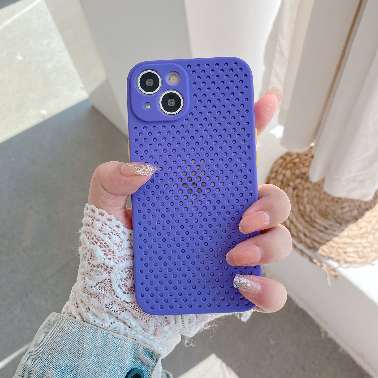 For iPhone 13 Pro Shockproof Hollow Breathe Protective Case (Purple) - Shopkiz.com