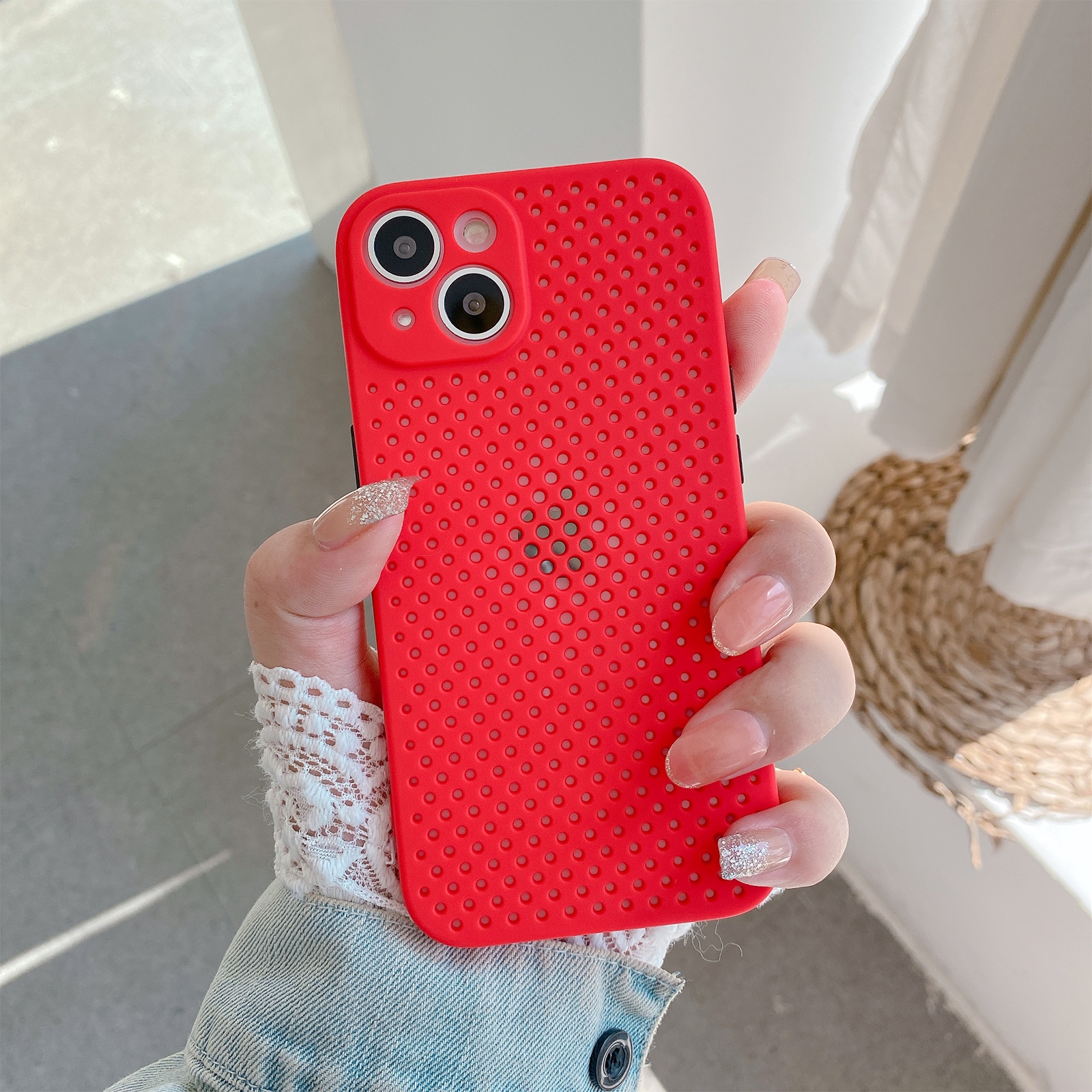 For iPhone 13 Pro Max Shockproof Hollow Breathe Protective Case (Red) - Shopkiz.com