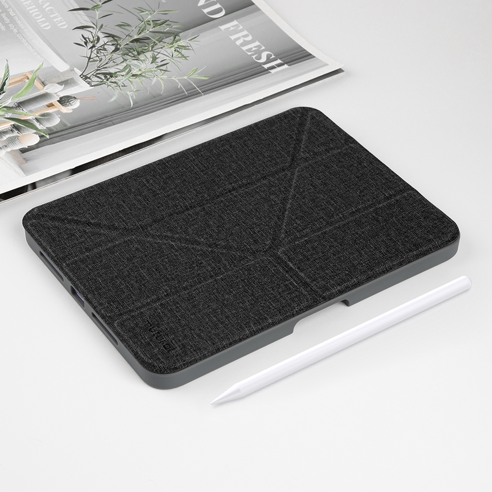 For iPad mini 6 / mini 2024 Mutural Multi-fold Smart Leather Tablet Case(Black) - Shopkiz.com