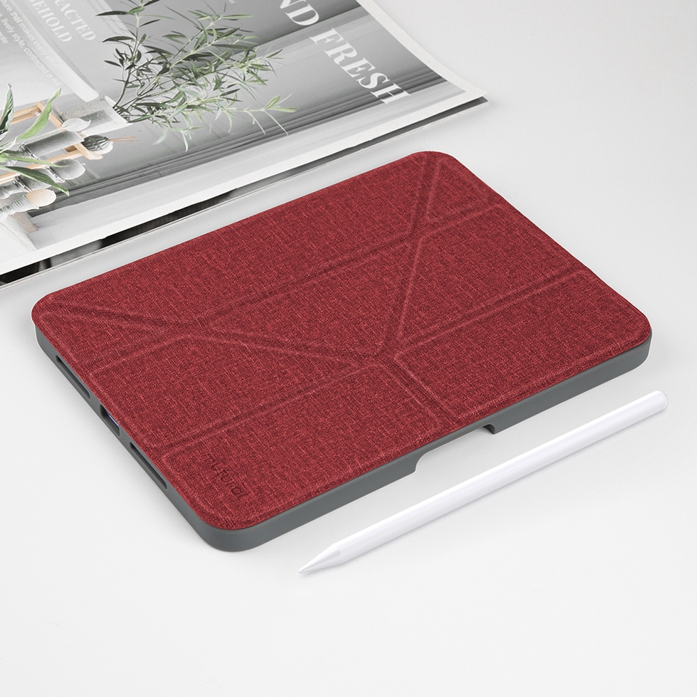 For iPad mini 6 / mini 2024 Mutural Multi-fold Smart Leather Tablet Case(Red) - Shopkiz.com