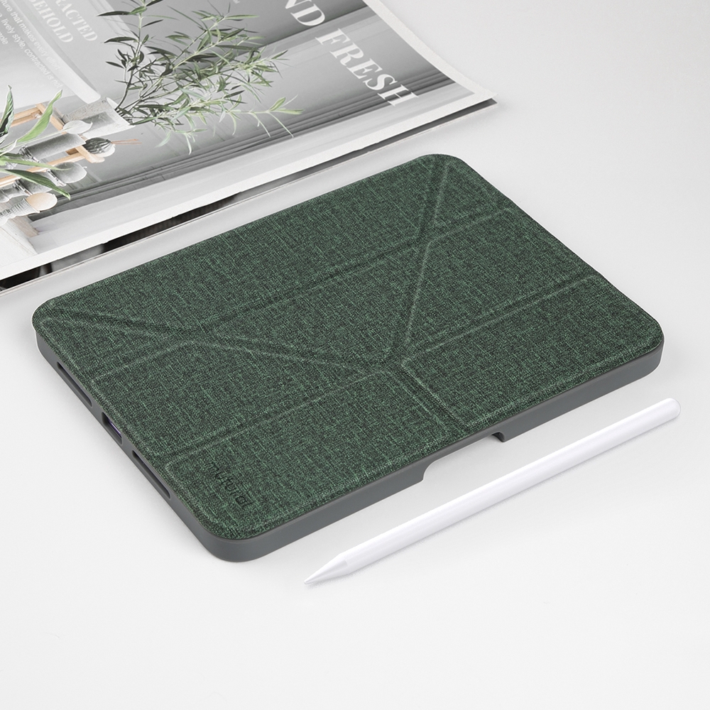 For iPad mini 6 / mini 2024 Mutural Multi-fold Smart Leather Tablet Case(Dark Green) - Shopkiz.com