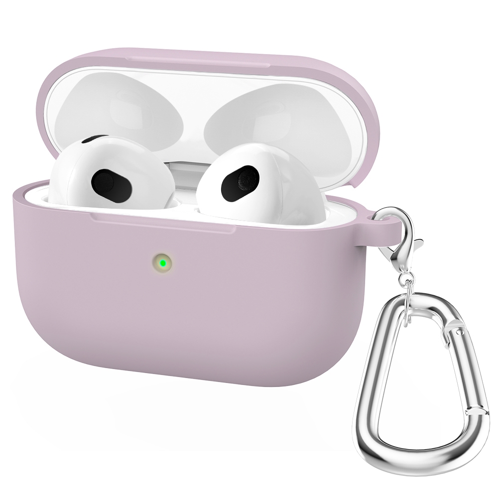 Thicken Silicone Round Bottom Earphone Protective Case with Hook For AirPods 3(Purple) - Shopkiz.com