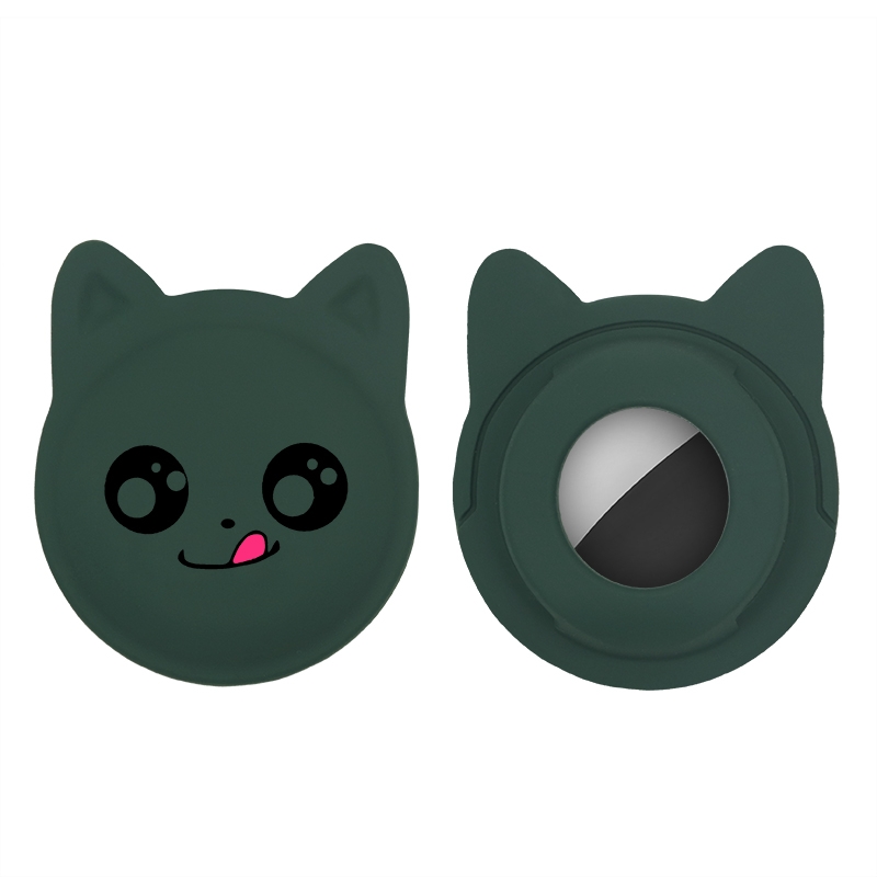 Naughty Smile Cute Cartoon Pet Collar Anti-lost Tracker Silicone Case For AirTag 2nd Gen / AirTag 1st Gen(Dark Green) - Shopkiz.com