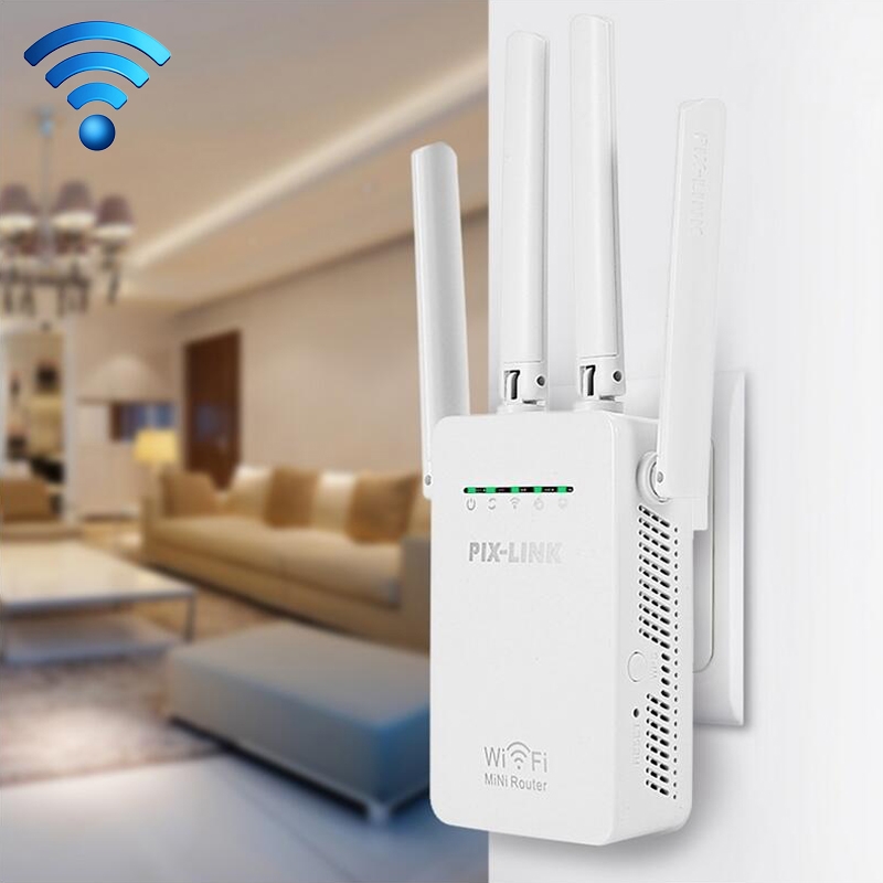 Wireless Smart WiFi Router Repeater with 4 WiFi Antennas, Plug Specification:UK Plug(White) - Shopkiz.com