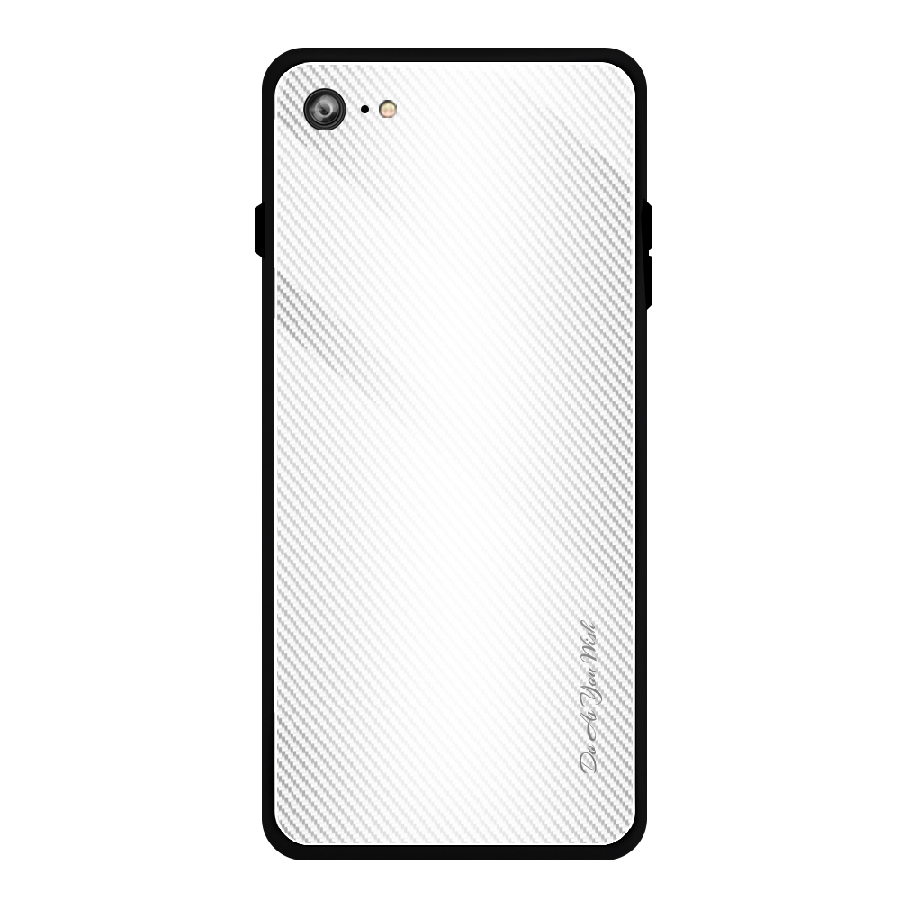 For iPhone SE 2022 / SE 2020 / 8 / 7 Texture Gradient Glass Protective Case(White) - Shopkiz.com