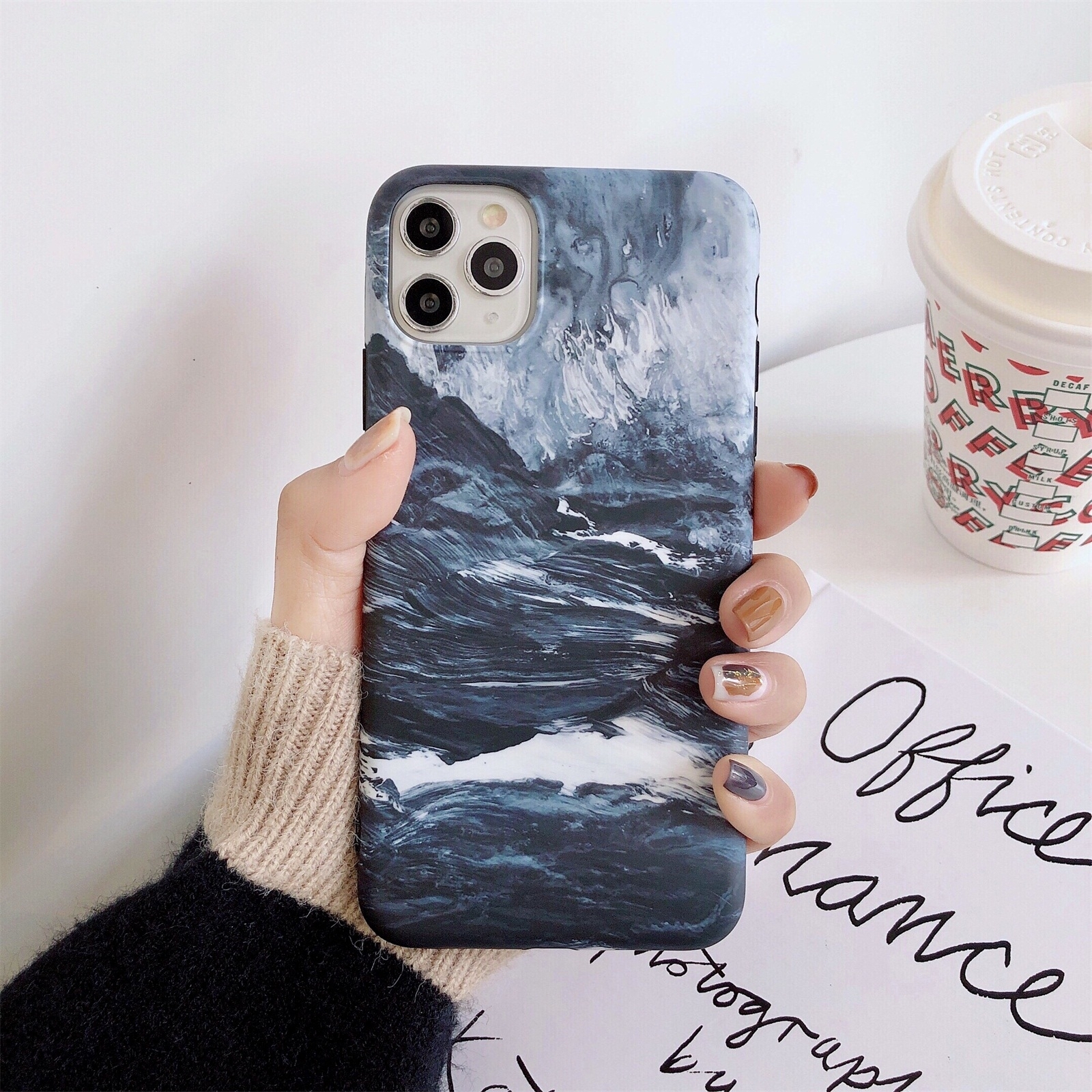 For iPhone 13 Pro Max Natural Landscape Pattern IMD Workmanship TPU Phone Case (Sea Wave) - Shopkiz.com