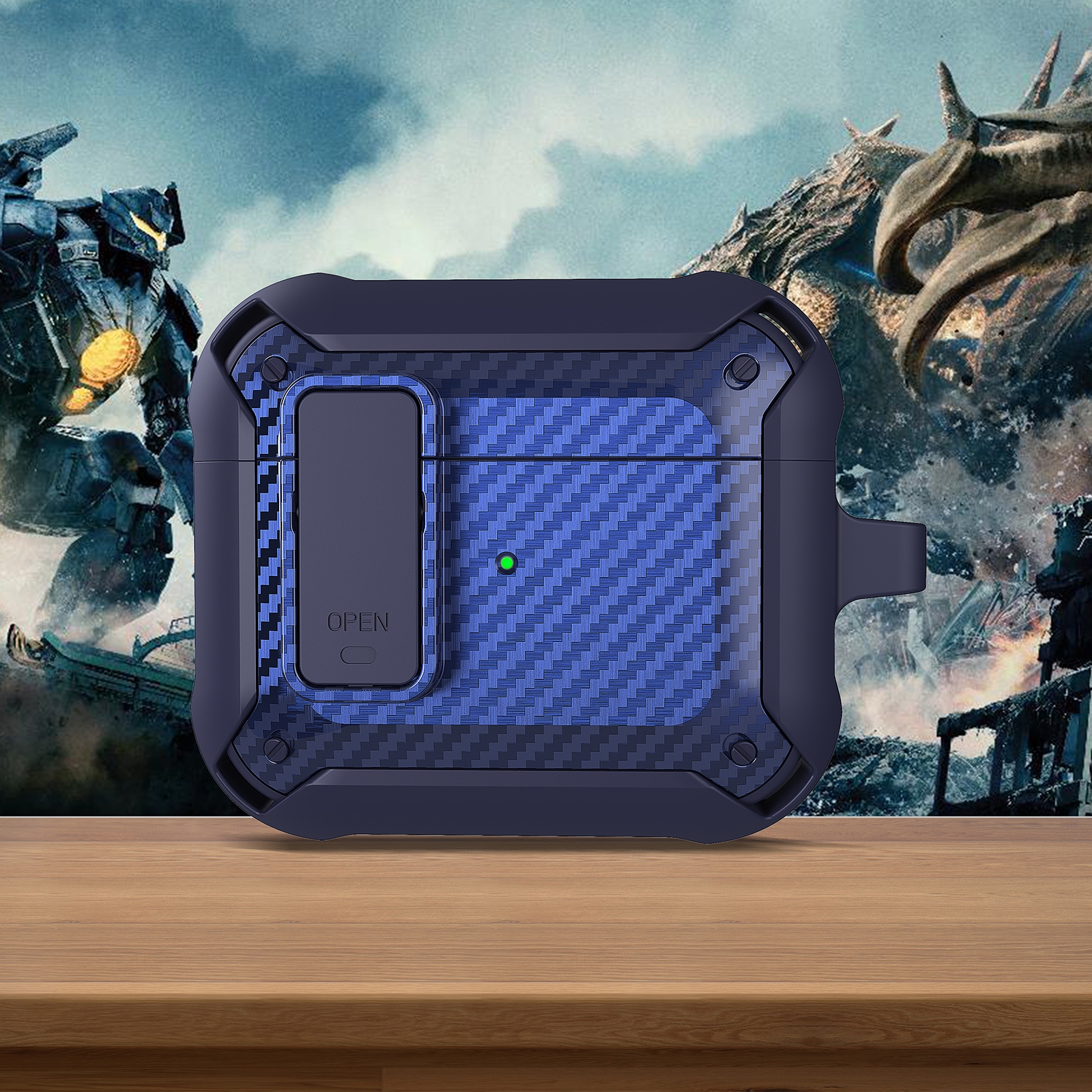 Bumblebee Carbon Fiber Earphone Protective Case with Switch For AirPods 3(Blue) - Shopkiz.com