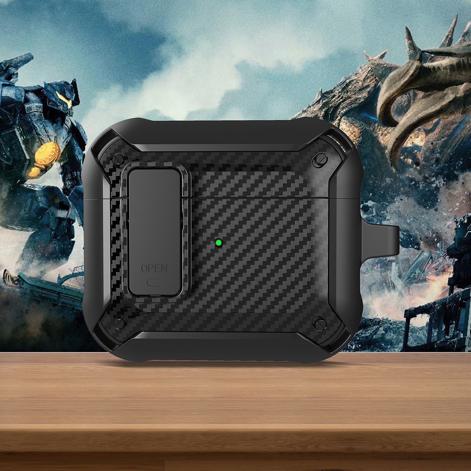 Bumblebee Carbon Fiber Earphone Protective Case with Switch For AirPods 3(Black) - Shopkiz.com