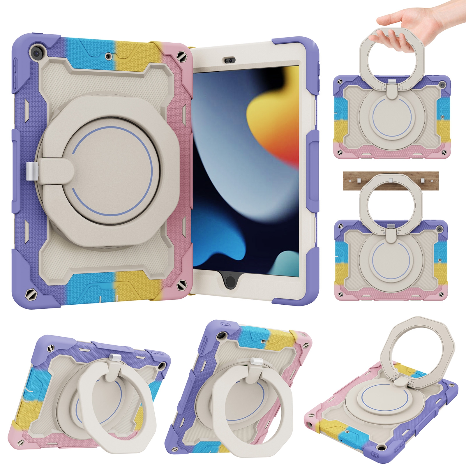 For iPad 10.2 2021 Armor Contrast Color Silicone + PC Tablet Case(Colorful Pink) - Shopkiz.com