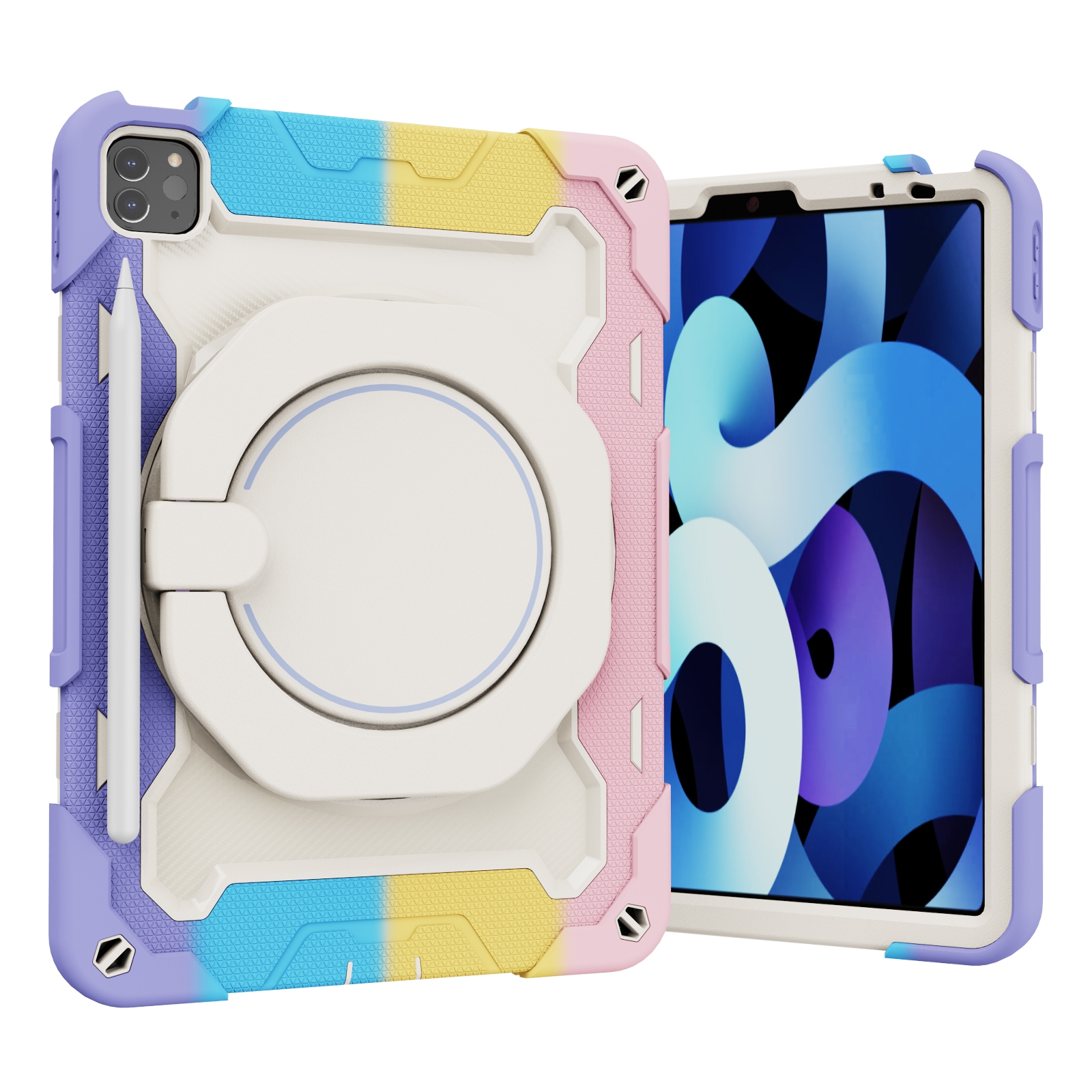 Armor Contrast Color Silicone + PC Tablet Case For iPad Pro 11 2022 / 2021 / 2020 / 2018 / Air 2020 10.9 (Colorful Pink) - Shopkiz.com