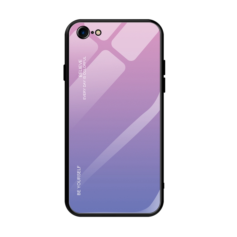 For iPhone SE 2022 / SE 2020 / 8 / 7 Gradient Color Glass Case(Light Purple) - Shopkiz.com