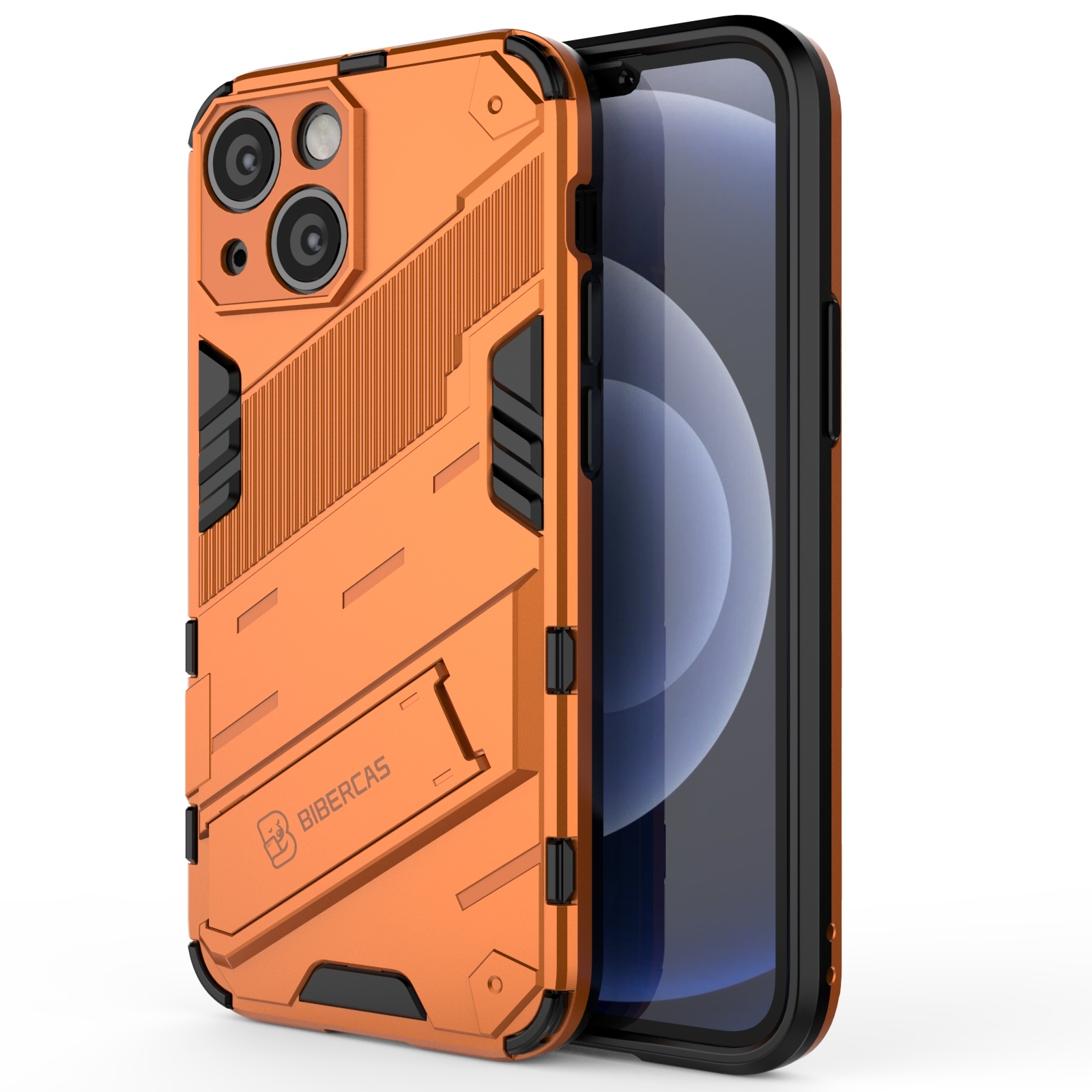 For iPhone 13 Punk Armor 2 in 1 PC + TPU Phone Case with Invisible Holder(Orange) - Shopkiz.com