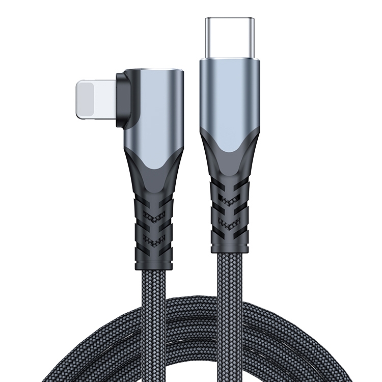A6 PD 20W USB-C / Type-C to 8 Pin Elbow Data Cable for iPhone, iPad, Length:1m(Grey) - Shopkiz.com