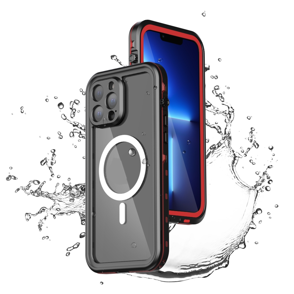 For iPhone 13 Pro PC + TPU + PET Shockproof Magsafe Waterproof Phone Case (Red) - Shopkiz.com