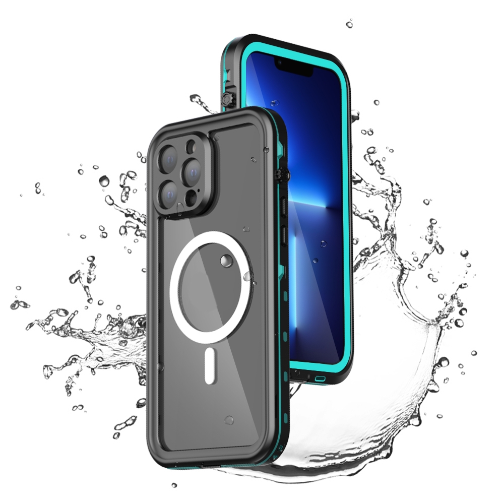 For iPhone 13 Pro PC + TPU + PET Shockproof Magsafe Waterproof Phone Case (Grass Blue) - Shopkiz.com