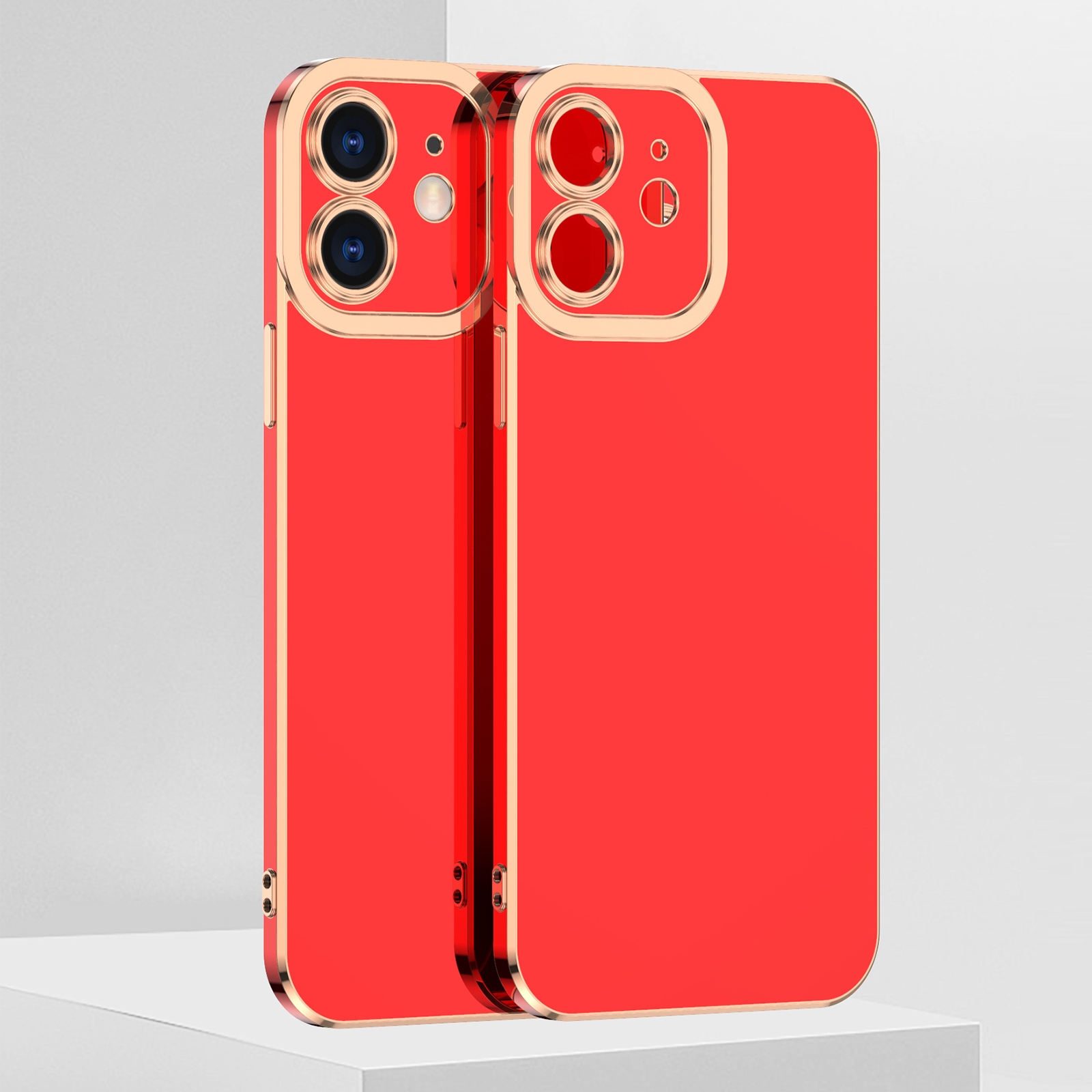 For iPhone 12 6D Electroplated TPU Phone Case(Red) - Shopkiz.com