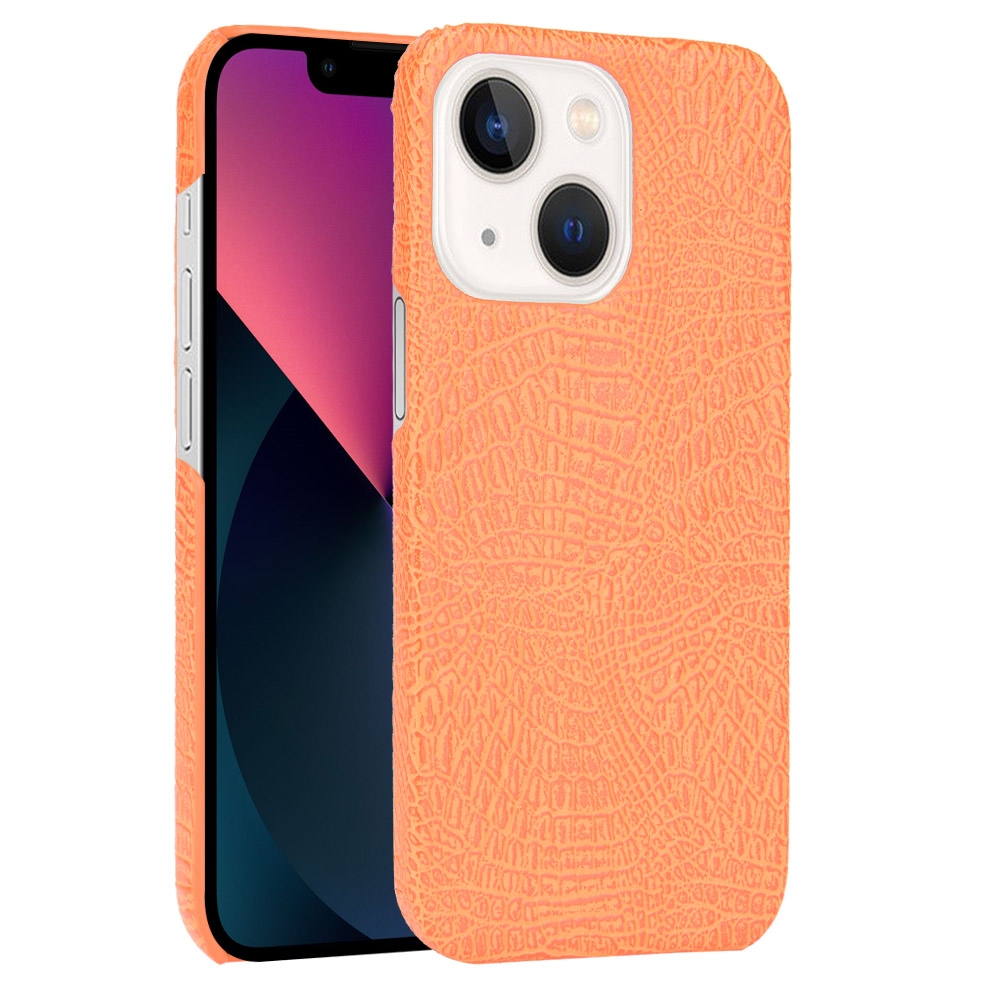 For iPhone 13 mini Crocodile PU + PC Phone Case (Orange) - Shopkiz.com