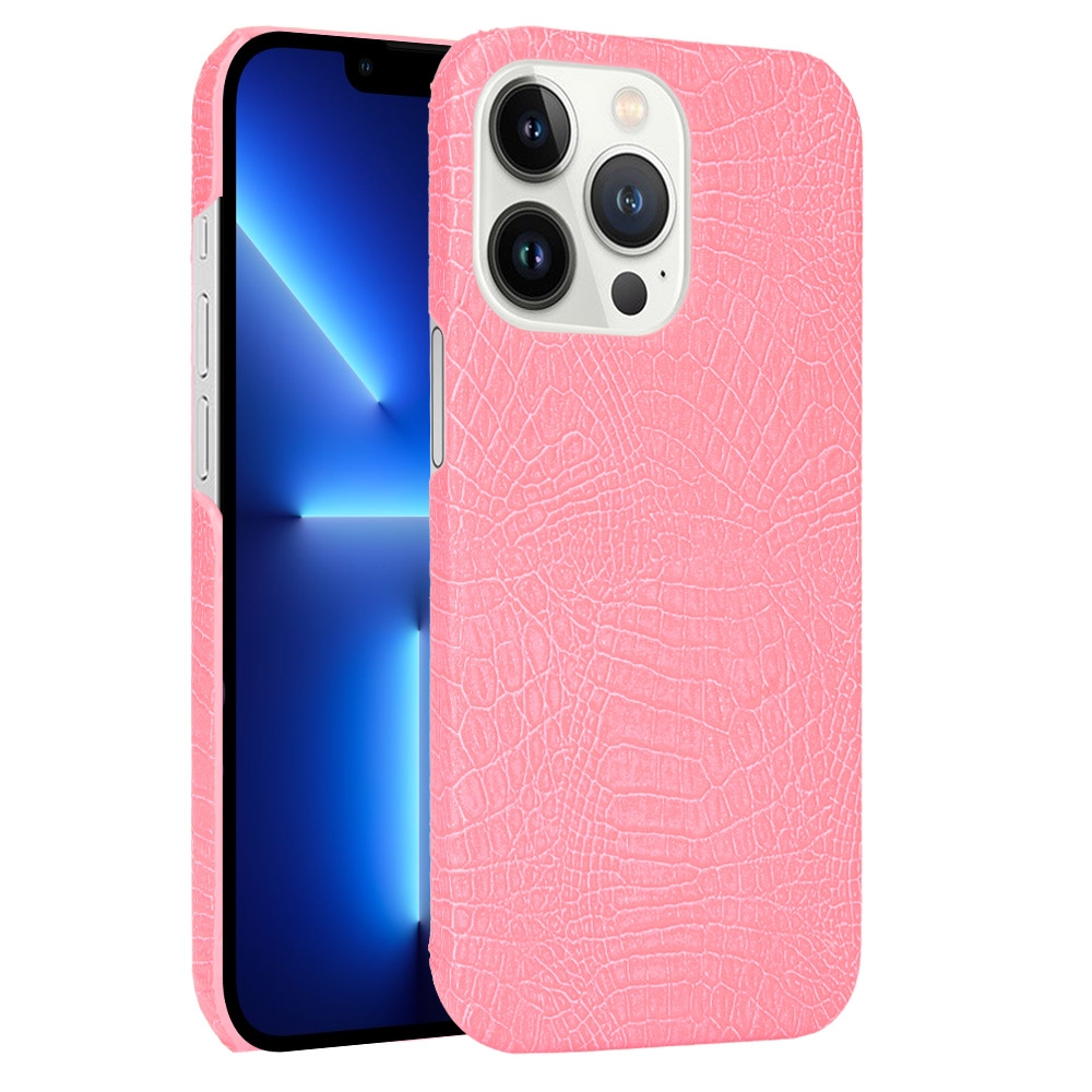 For iPhone 13 Pro Crocodile PU + PC Phone Case (Pink) - Shopkiz.com