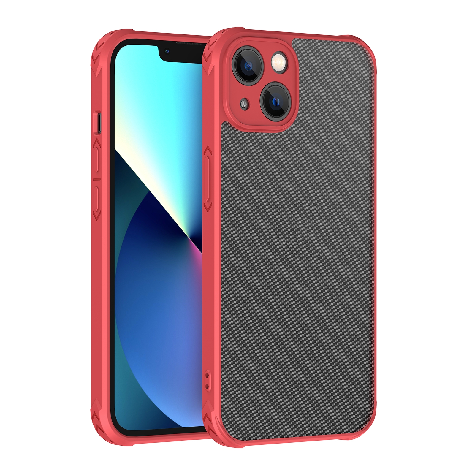 For iPhone 13 Pro Carbon Fiber PC + TPU Case (Red) - Shopkiz.com