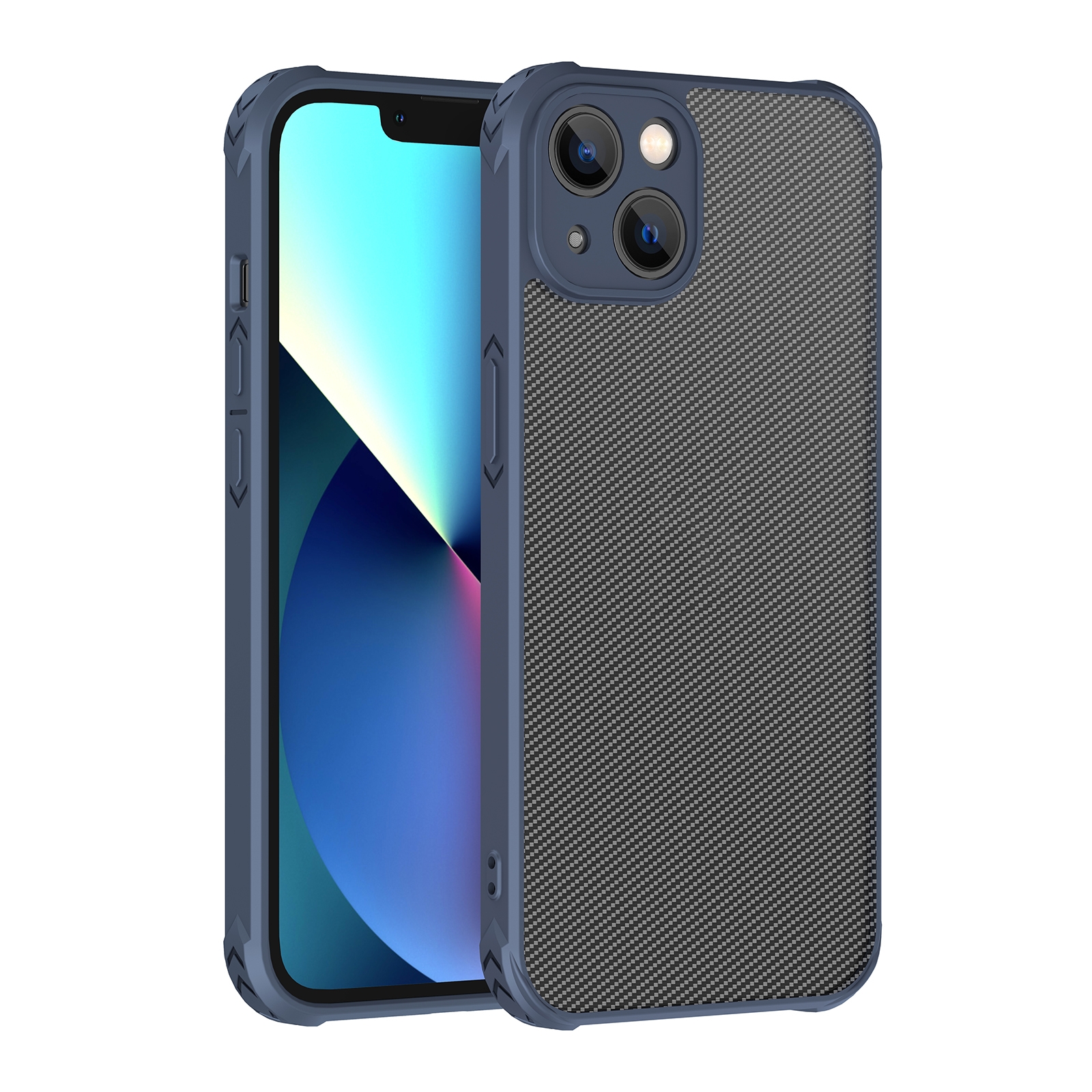 For iPhone 13 Carbon Fiber PC + TPU Case(Blue) - Shopkiz.com