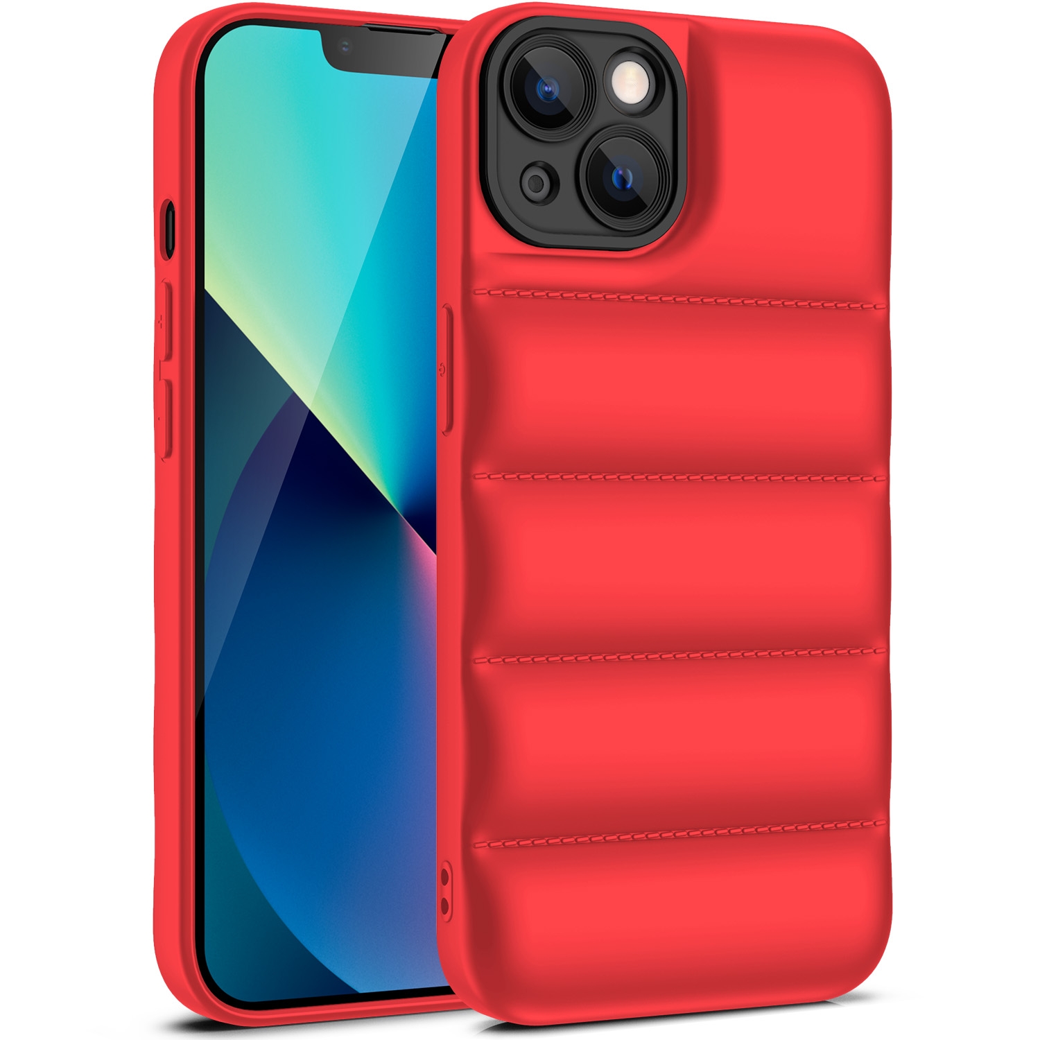 For iPhone 13 Eiderdown Airbag Shockproof Phone Case(Red) - Shopkiz.com
