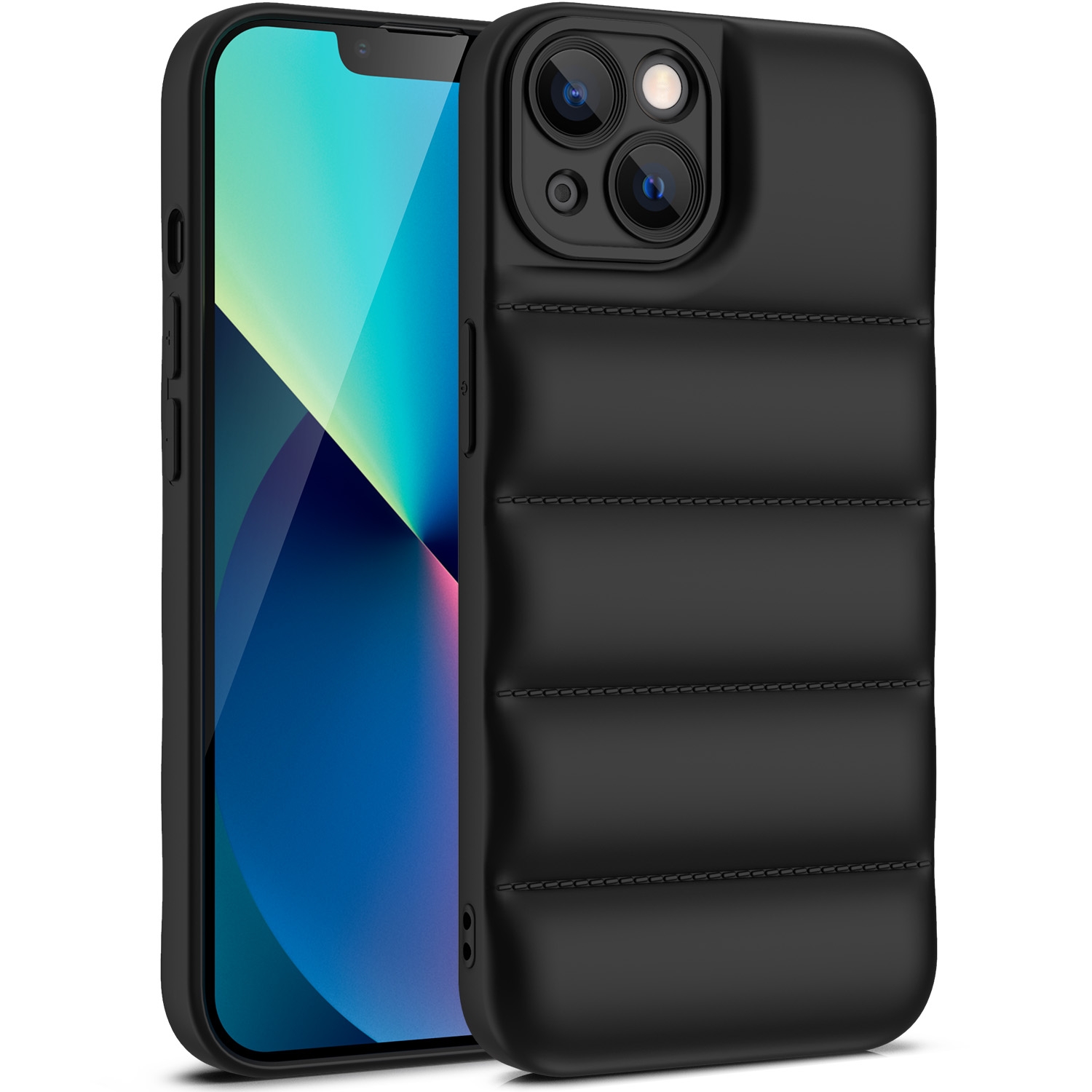 For iPhone 13 Pro Max Eiderdown Airbag Shockproof Phone Case (Black) - Shopkiz.com