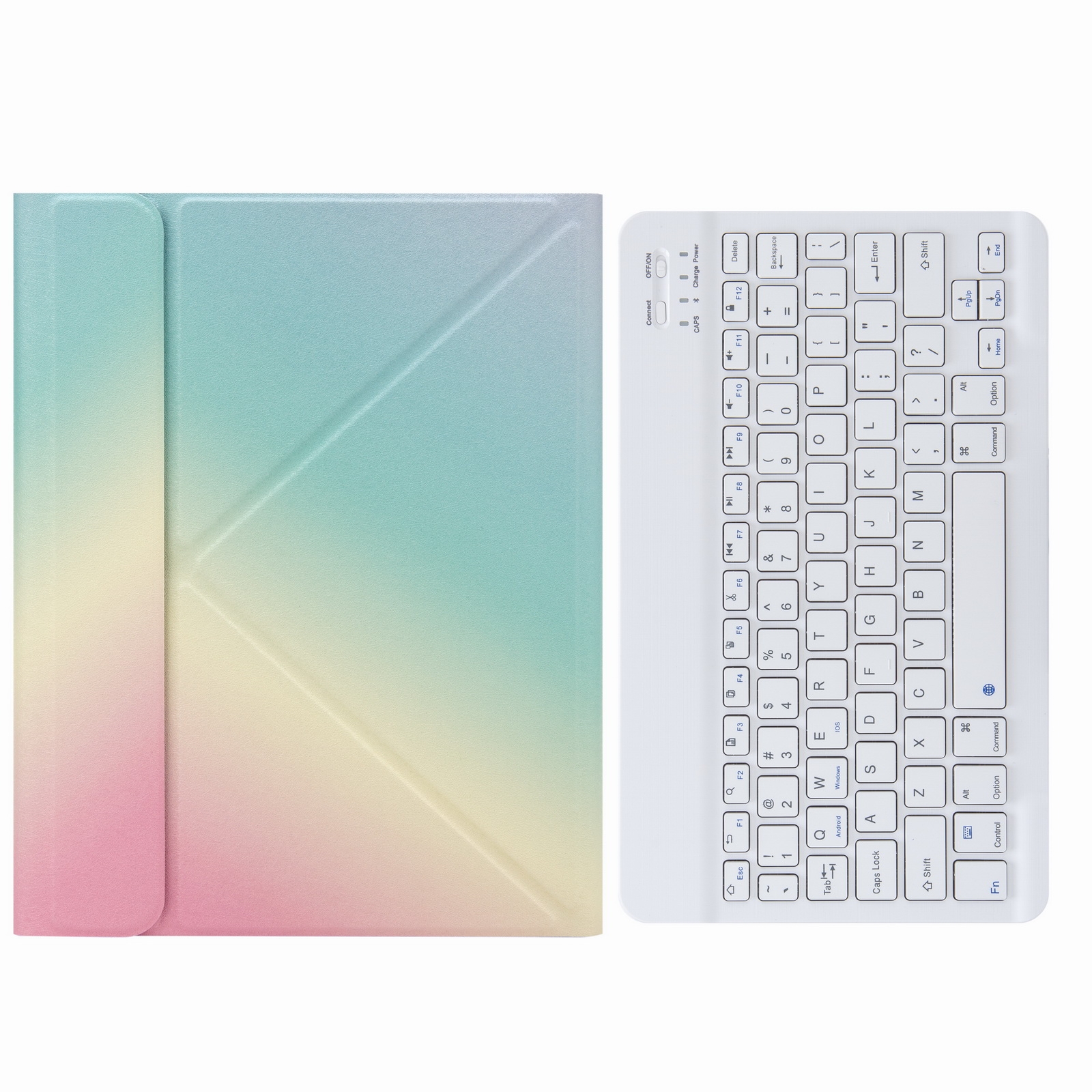 H-102 Bluetooth Keyboard Leather Case with Rear Three-fold Holder For iPad 10.2 2020 & 2019 / Pro 10.5 inch(Rainbow) - Shopkiz.com