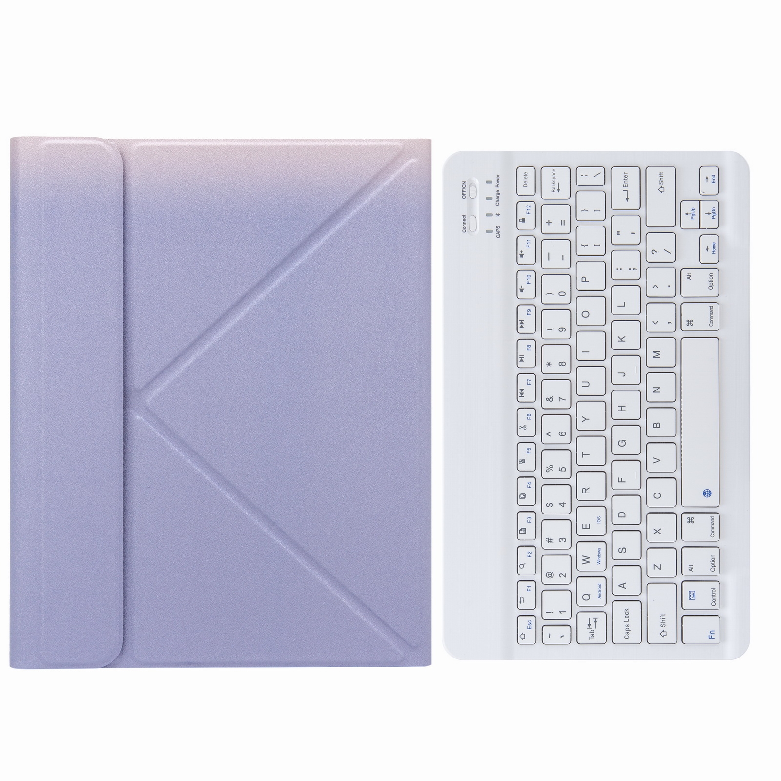 H-097 Bluetooth Keyboard Leather Case with Rear Three-fold Holder For iPad 9.7 2018 & 2017(Purple) - Shopkiz.com