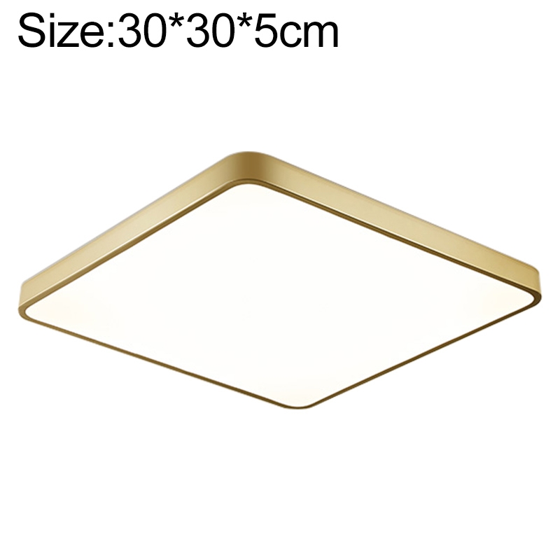 Macaron LED Square Ceiling Lamp, 3-Colors Light, Size:30cm(Gold) - Shopkiz.com