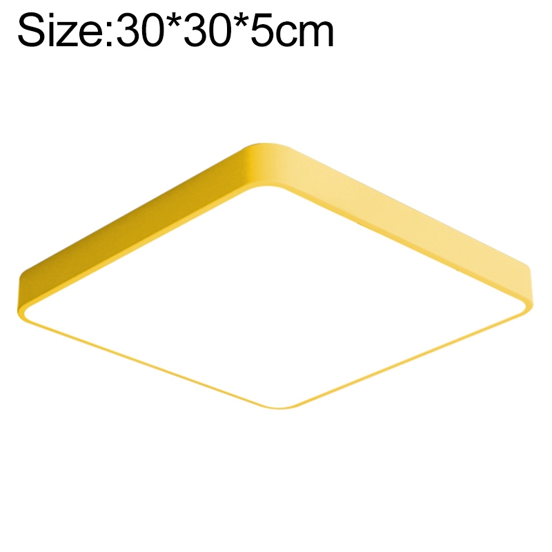 Macaron LED Square Ceiling Lamp, 3-Colors Light, Size:30cm(Yellow) - Shopkiz.com