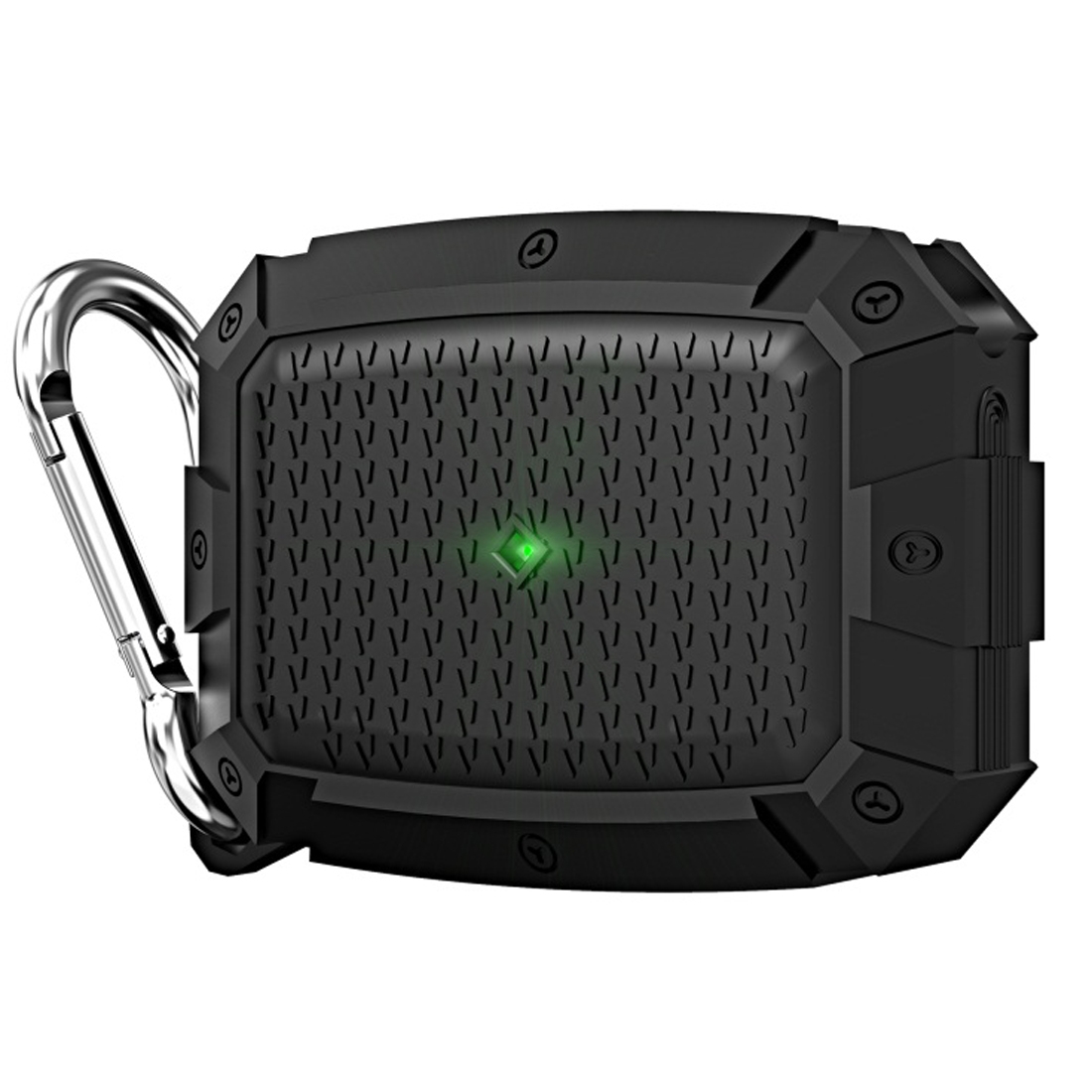 For AirPods Pro Shield Armor Waterproof Wireless Earphone Protective Case with Carabiner(Black) - Shopkiz.com