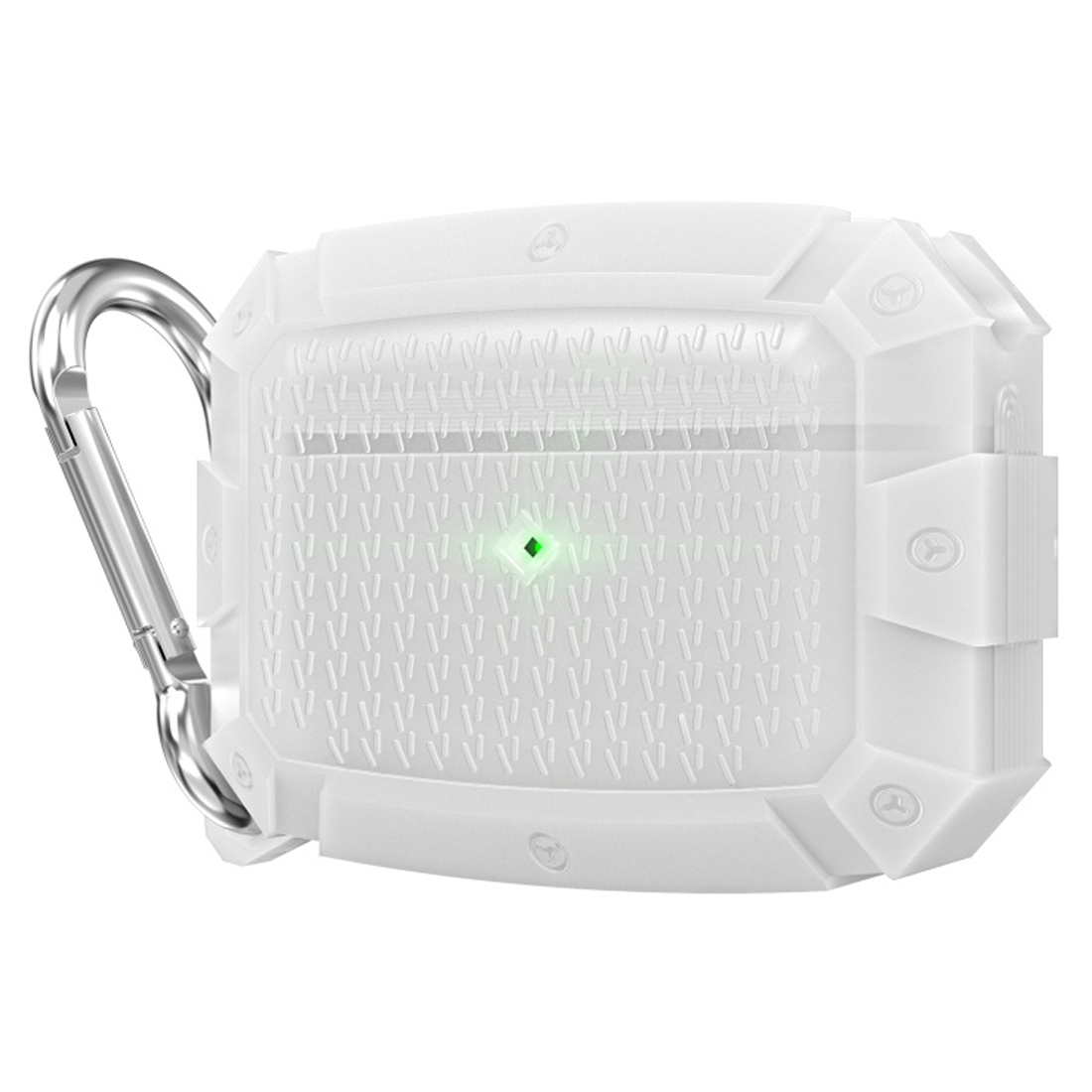 For AirPods Pro Shield Armor Waterproof Wireless Earphone Protective Case with Carabiner(Fluorescent White) - Shopkiz.com