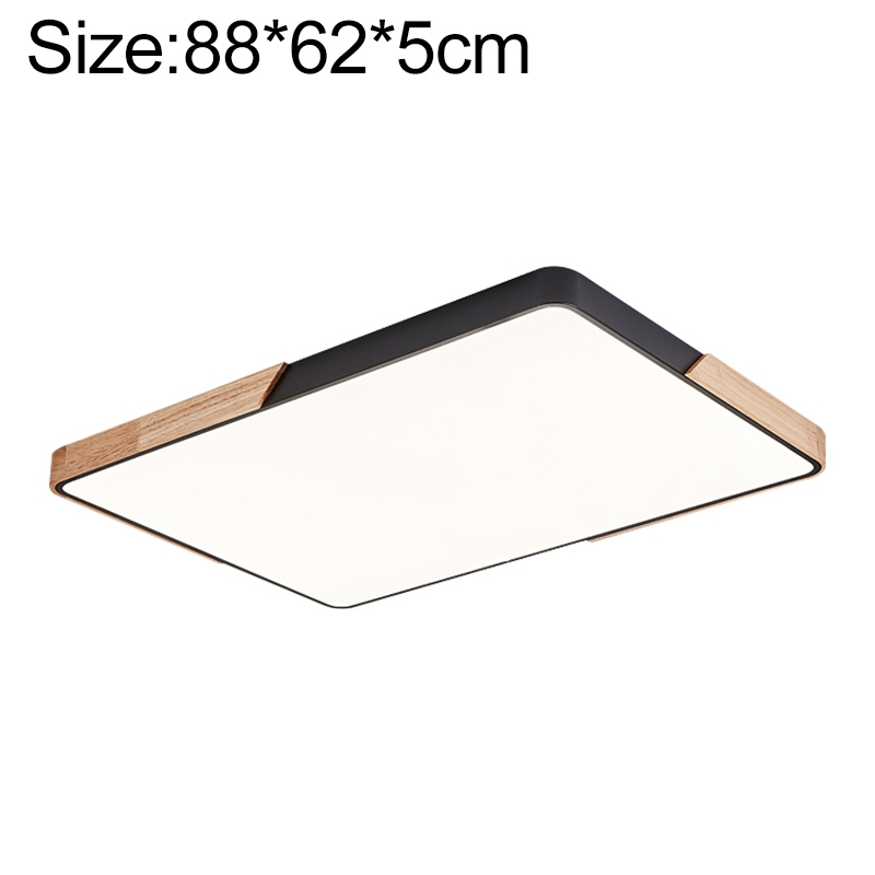 Wood Macaron LED Rectangle Ceiling Lamp, White Light, Size:88x62cm(Black) - Shopkiz.com