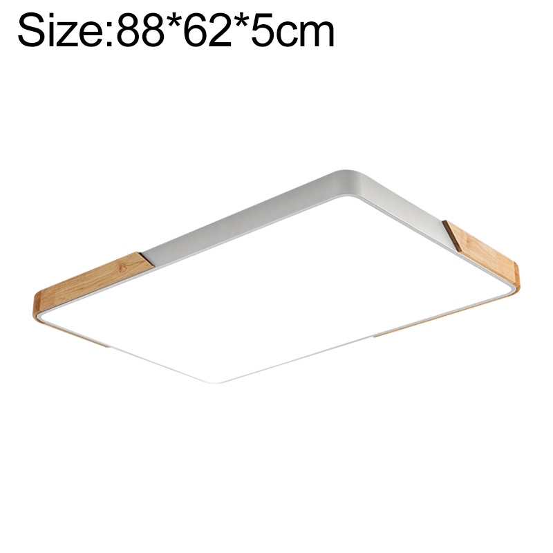 Wood Macaron LED Rectangle Ceiling Lamp, White Light, Size:88x62cm(White) - Shopkiz.com