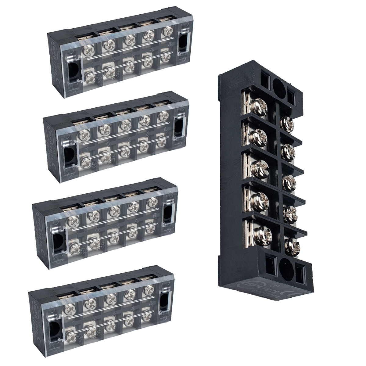 A4007 5 in 1 TB-2505 25A Double Row 5-position Fixed Power Screw Terminal - Shopkiz.com