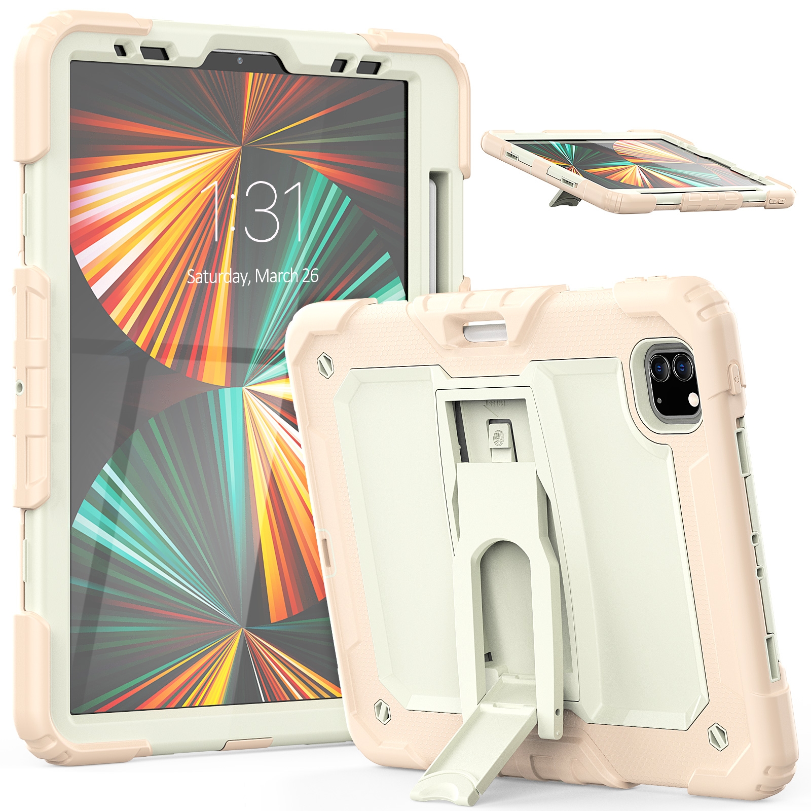 For iPad Pro 11 2022 / 2021 / 2020 / 2018 Silicone + PC Tablet Case with Holder(Rose Gold) - Shopkiz.com