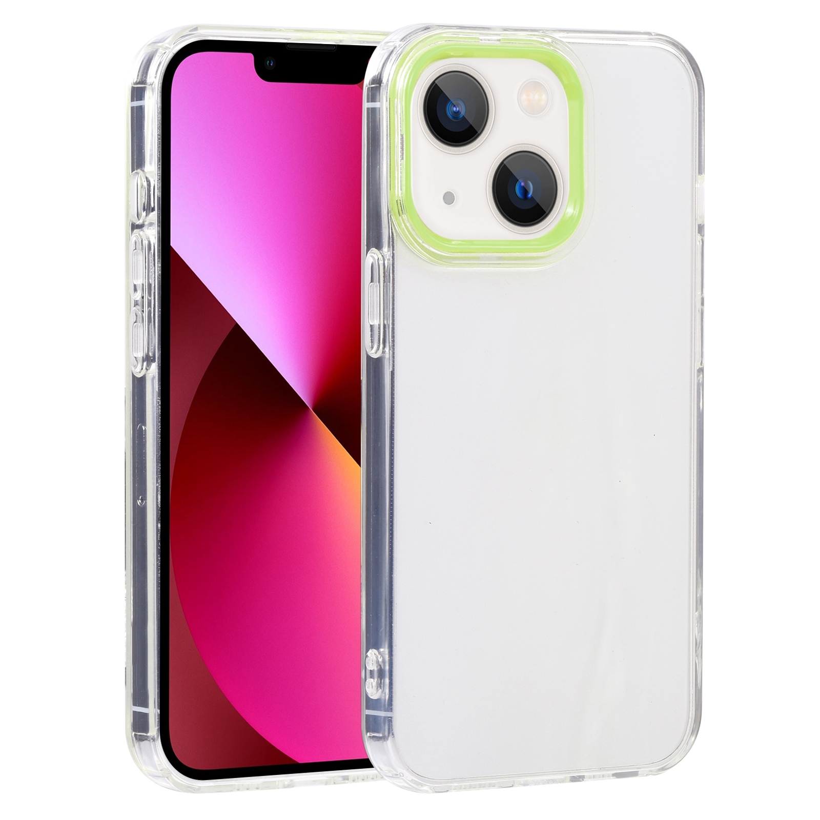 For iPhone 13 Macaron Lens Frame Transparent TPU Phone Case(Green) - Shopkiz.com