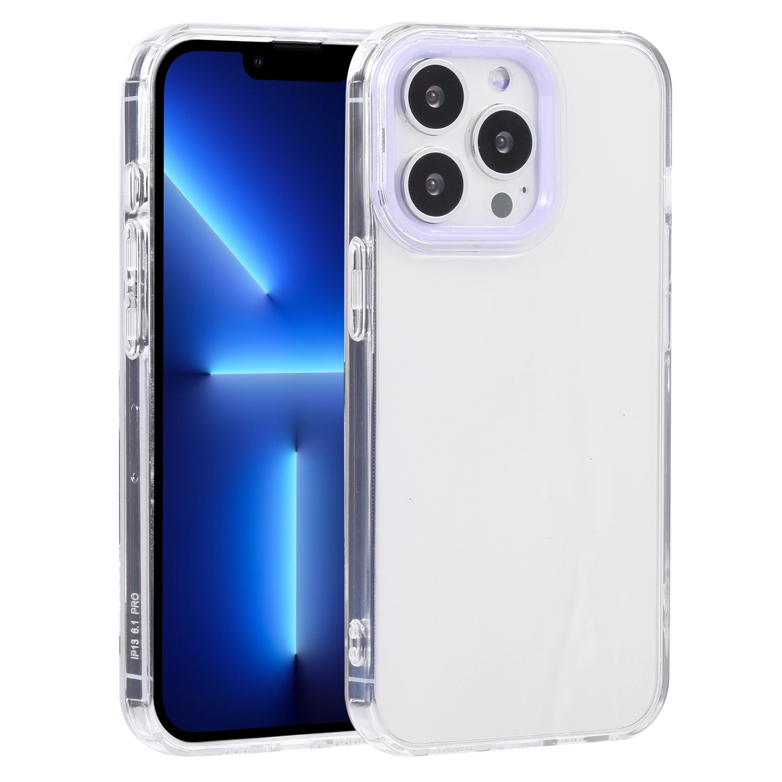 For iPhone 13 Pro Macaron Lens Frame Transparent TPU Phone Case (Purple) - Shopkiz.com