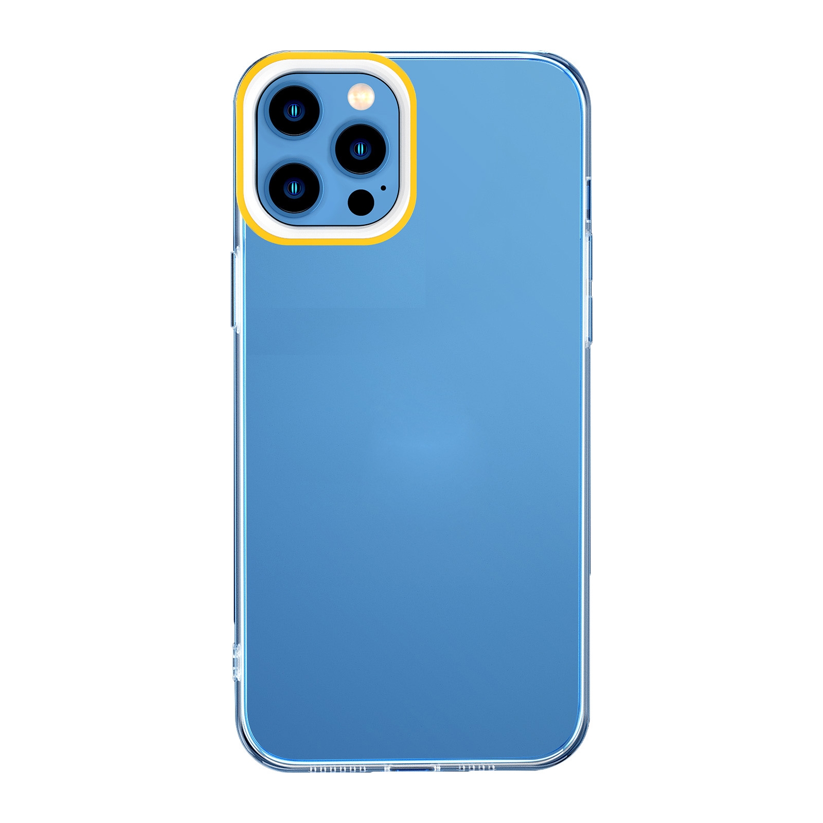 For iPhone 12 Pro Max Transparent Silicone Case(Yellow and White) - Shopkiz.com
