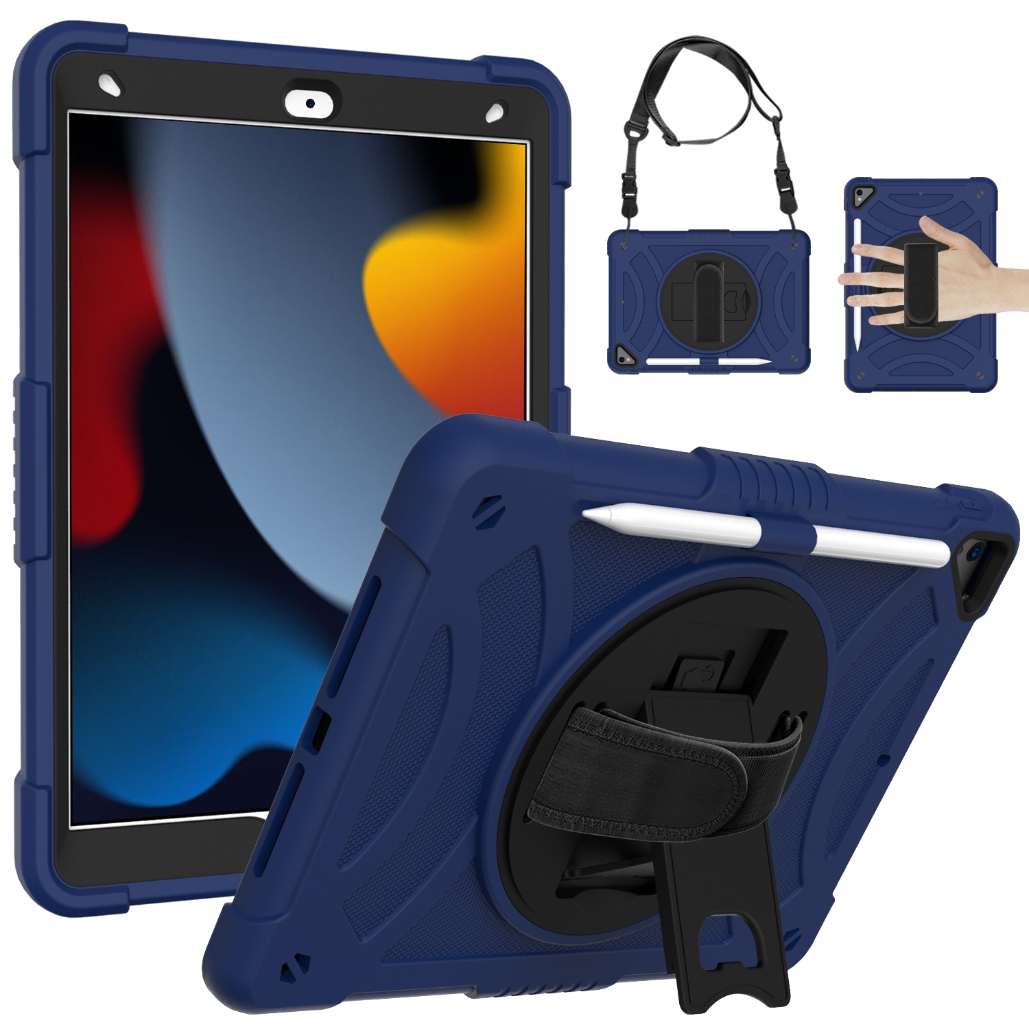 For iPad 10.2 2021 / 2020 / 2019 PC + Silicone Combination Tablet Case(Navy Blue) - Shopkiz.com